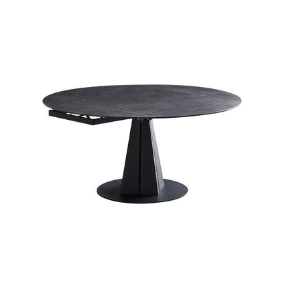 Modern Pedestal Casual Dining Table Round Dinner Table with Stainless Steel Base