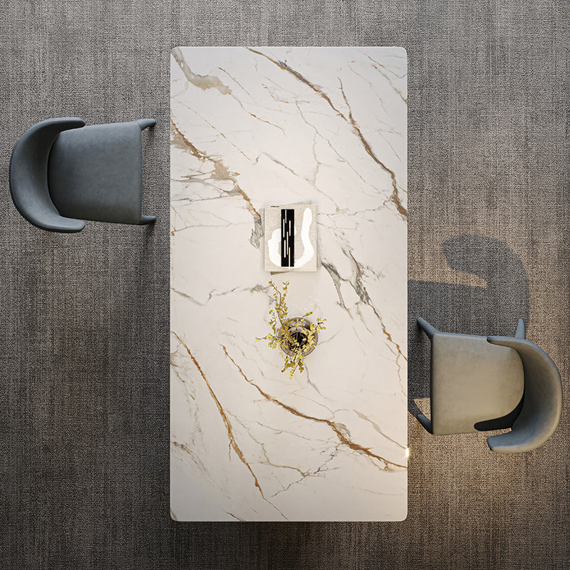 Mesa de comedor de lujo tradicional mesa de doble pedestal con base de acero