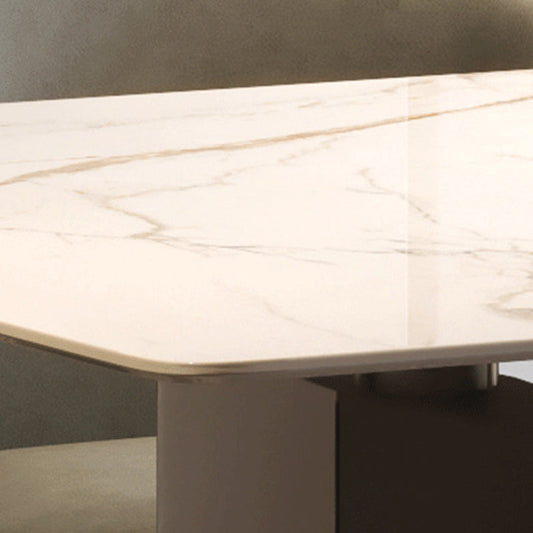 Mesa de comedor de lujo tradicional mesa de doble pedestal con base de acero