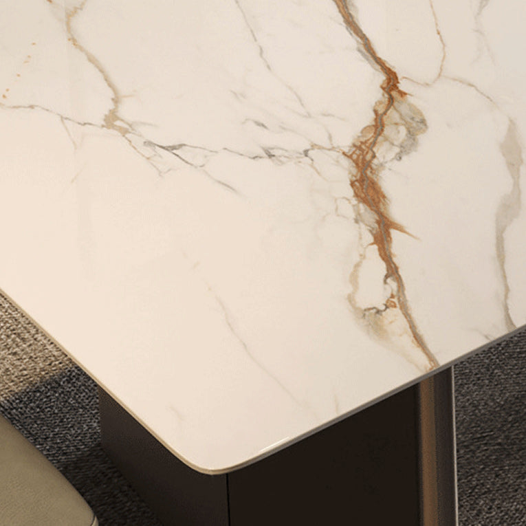 Mesa de comedor de lujo tradicional mesa de doble pedestal con base de acero