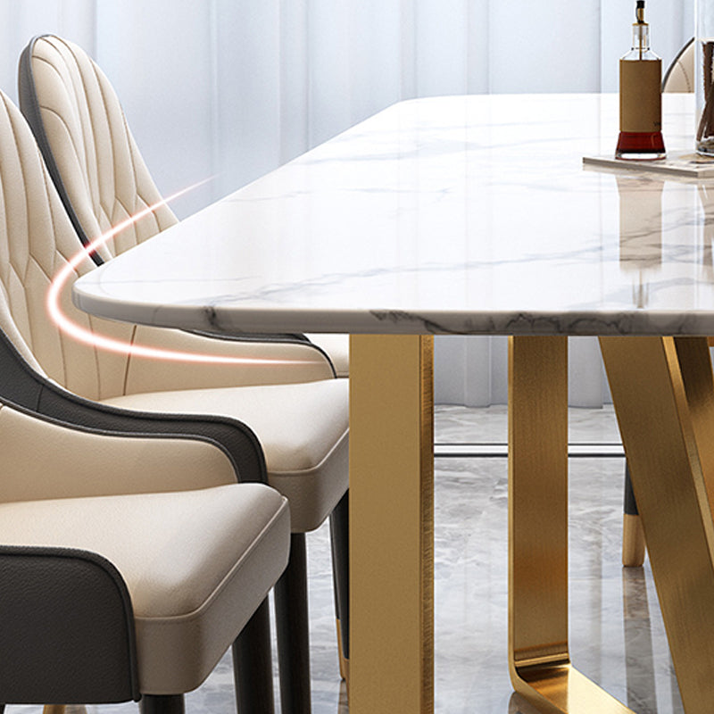 Traditional Luxury Metal Base Table Rectangle Dinner Table for Home Clearhalo 'Dining Tables & Seating' 'Dining Tables' 'dining_table' 'furn' 'furn_dining_table' 'Furniture' 'Kitchen & Dining Furniture' 6137172