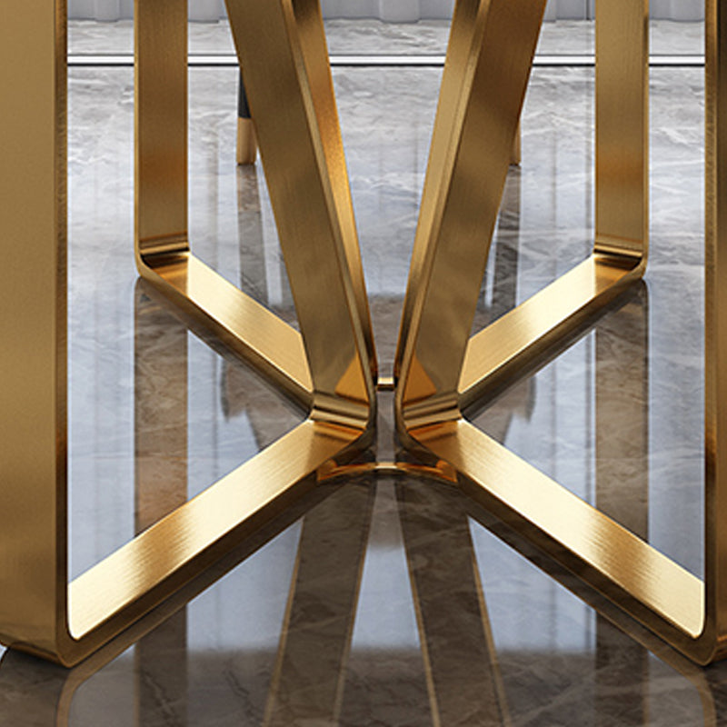 Traditional Luxury Metal Base Table Rectangle Dinner Table for Home Clearhalo 'Dining Tables & Seating' 'Dining Tables' 'dining_table' 'furn' 'furn_dining_table' 'Furniture' 'Kitchen & Dining Furniture' 6137173