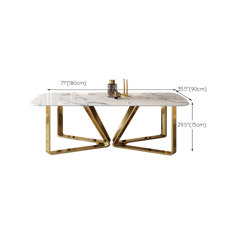 Traditional Luxury Metal Base Table Rectangle Dinner Table for Home Clearhalo 'Dining Tables & Seating' 'Dining Tables' 'dining_table' 'furn' 'furn_dining_table' 'Furniture' 'Kitchen & Dining Furniture' 6137180