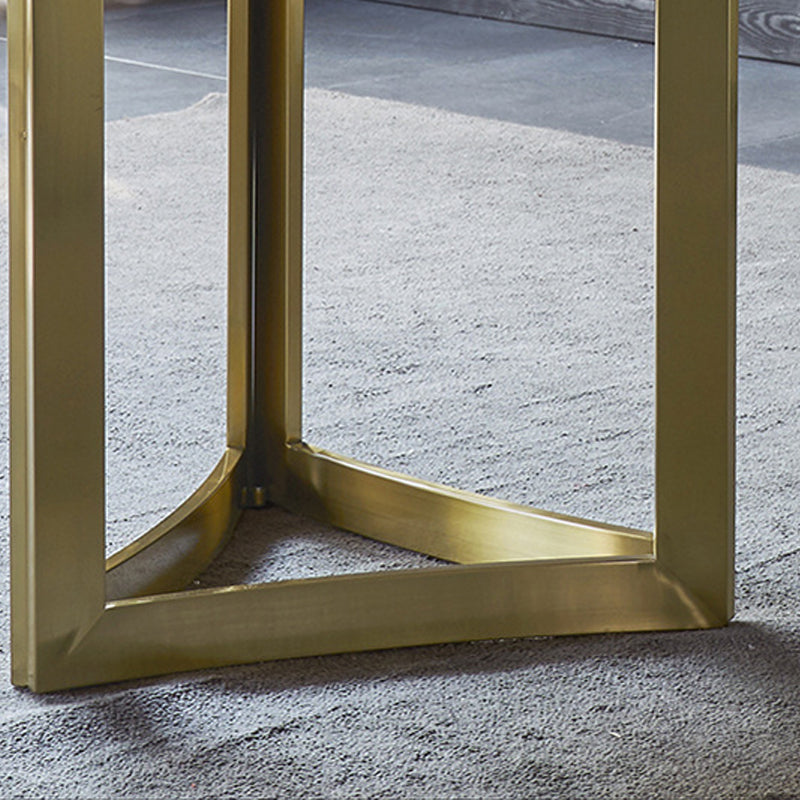 Mesa de comedor rectangular de pedestal de lujo tradicional con base de metal