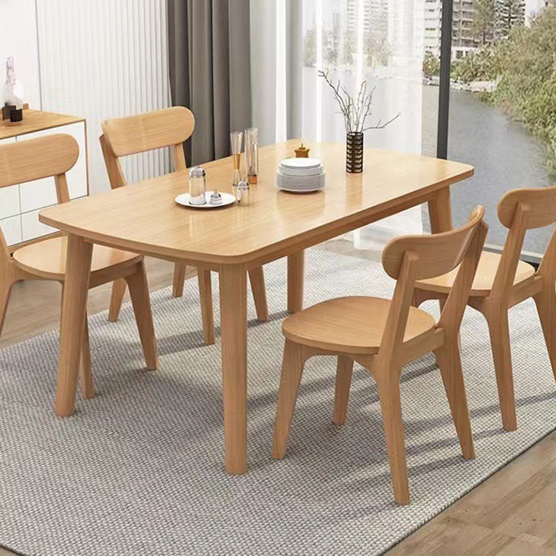 Contemporary Round Dining Table Solid Wood Dinner Table with 4 Legs 55.1"L x 31.5"W x 29.5"H Without Chairs Clearhalo 'Dining Tables & Seating' 'Dining Tables' 'dining_table' 'furn' 'furn_dining_table' 'Furniture' 'Kitchen & Dining Furniture' 6137199