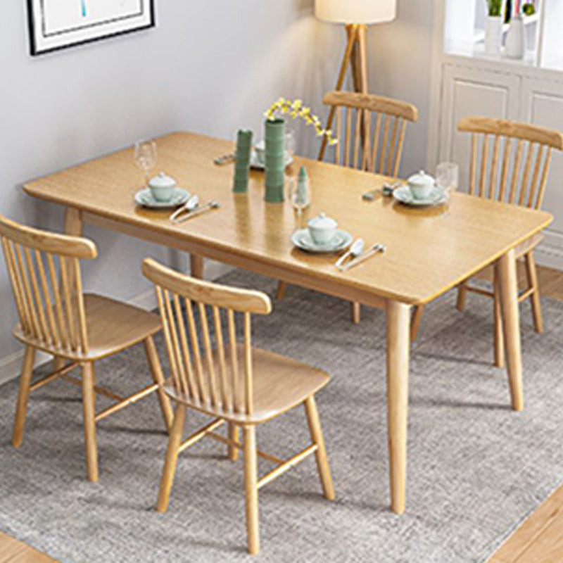Contemporary Round Dining Table Solid Wood Dinner Table with 4 Legs 59.1"L x 31.5"W x 29.5"H Without Chairs Clearhalo 'Dining Tables & Seating' 'Dining Tables' 'dining_table' 'furn' 'furn_dining_table' 'Furniture' 'Kitchen & Dining Furniture' 6137202