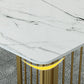 Rectangle Double Pedestal Table Modern Dining Table with Metal Base