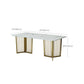 Rectangle Double Pedestal Table Modern Dining Table with Metal Base