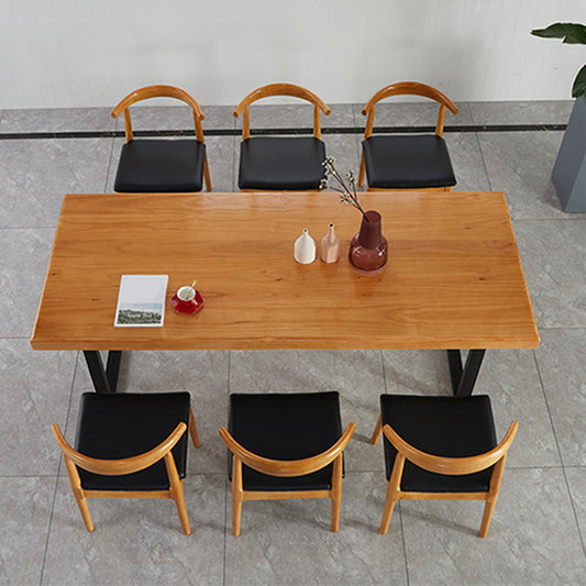Mesa de comedor de la base de trineo Mesa de cena de madera contemporánea para el hogar