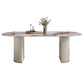 Contemporary Dining Table Stainless Steel Base Oval Double Pedestal Table for Home