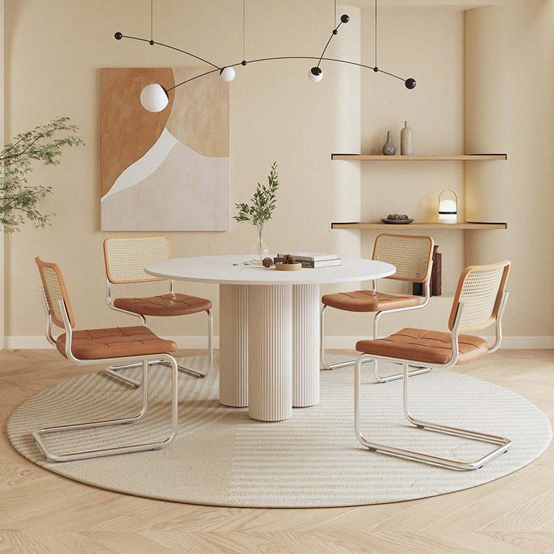 Contemporary Round Dining Table Stone Dinner Table with 3 Legs 47.2"L x 47.2"W x 29.5"H Without Chairs Clearhalo 'Dining Tables & Seating' 'Dining Tables' 'dining_table' 'furn' 'furn_dining_table' 'Furniture' 'Kitchen & Dining Furniture' 6137306