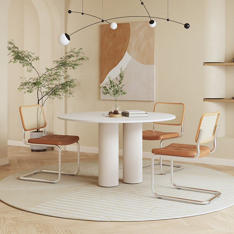 Contemporary Round Dining Table Stone Dinner Table with 3 Legs 51.2"L x 51.2"W x 29.5"H Without Chairs Clearhalo 'Dining Tables & Seating' 'Dining Tables' 'dining_table' 'furn' 'furn_dining_table' 'Furniture' 'Kitchen & Dining Furniture' 6137308