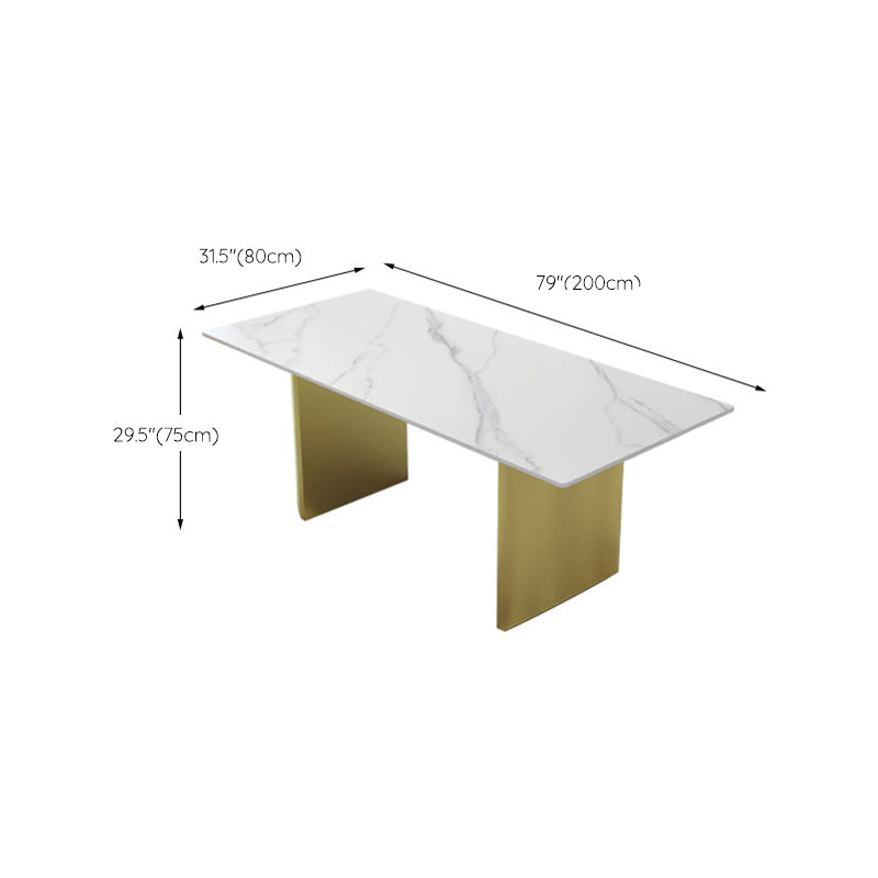 Traditional Luxury Double Pedestal Table Rectangle Dining Table with Metal Base Clearhalo 'Dining Tables & Seating' 'Dining Tables' 'dining_table' 'furn' 'furn_dining_table' 'Furniture' 'Kitchen & Dining Furniture' 6137333
