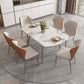 Contemporary Dinner Table Steel Base Stone Dining Table for Home