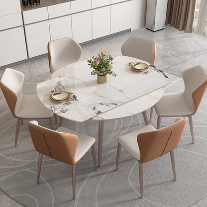 Contemporary Dinner Table Steel Base Stone Dining Table for Home