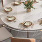 Contemporary Dinner Table Steel Base Stone Dining Table for Home