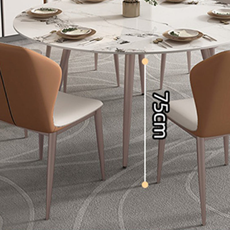 Contemporary Dinner Table Steel Base Stone Dining Table for Home