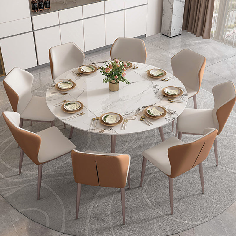 Contemporary Dinner Table Steel Base Stone Dining Table for Home