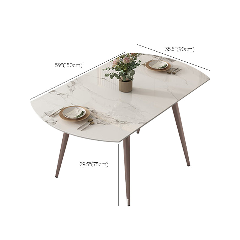 Contemporary Dinner Table Steel Base Stone Dining Table for Home