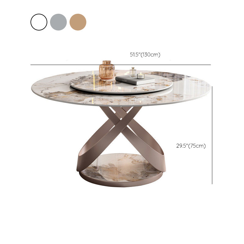 Mesa de comedor redonda contemporánea mesa de pedestal de acero para cocina casera