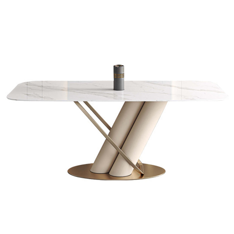 Tavolo da pranzo di lusso tradizionale tavolo da pelo tradizionale con base in acciaio