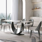 Rectangle Pedestal Table Traditional Luxury Dining Table Stainless Steel Base for Home