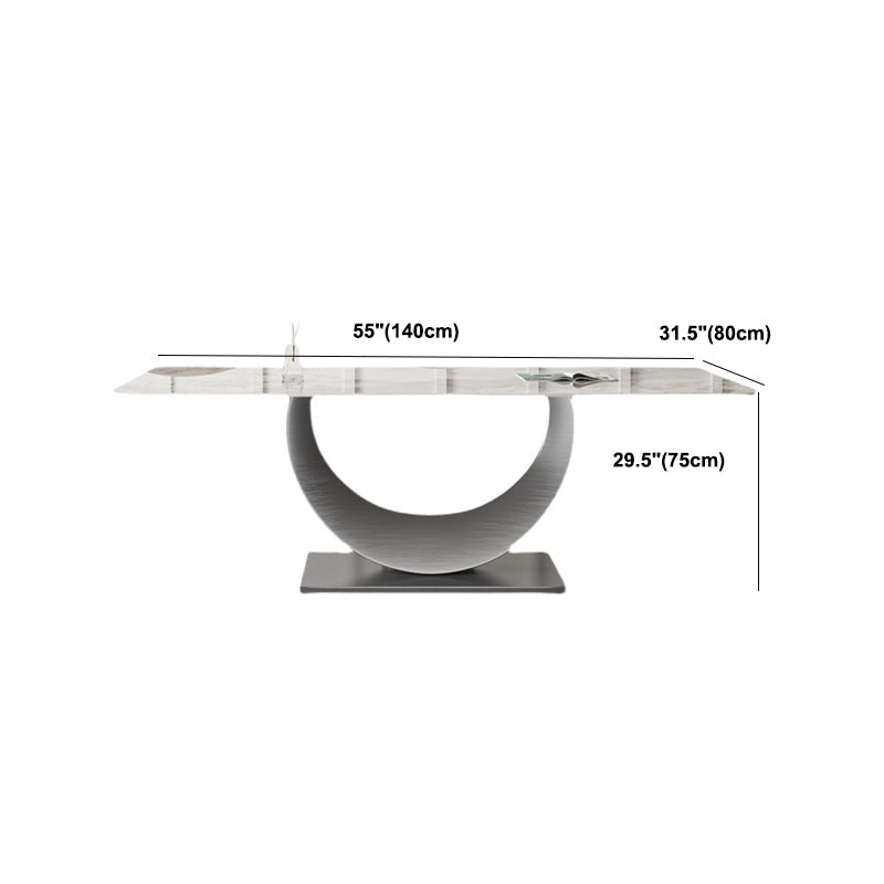 Rectangle Pedestal Table Traditional Luxury Dining Table Stainless Steel Base for Home