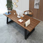 Pine Wood Top Dining Table Industrial Rectangle Table with Sled Base 63"L x 27.6"W x 29.5"H Without Chairs Clearhalo 'Dining Tables & Seating' 'Dining Tables' 'dining_table' 'furn' 'furn_dining_table' 'Furniture' 'Kitchen & Dining Furniture' 6137443