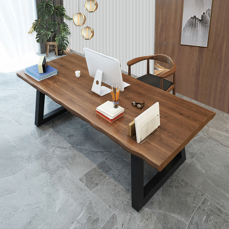 Pine Wood Top Dining Table Industrial Rectangle Table with Sled Base 63"L x 27.6"W x 29.5"H Without Chairs Clearhalo 'Dining Tables & Seating' 'Dining Tables' 'dining_table' 'furn' 'furn_dining_table' 'Furniture' 'Kitchen & Dining Furniture' 6137443