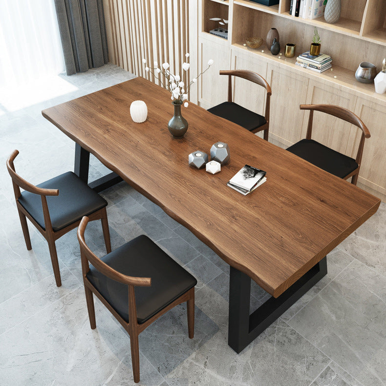 Pine Wood Top Dining Table Industrial Rectangle Table with Sled Base Clearhalo 'Dining Tables & Seating' 'Dining Tables' 'dining_table' 'furn' 'furn_dining_table' 'Furniture' 'Kitchen & Dining Furniture' 6137453