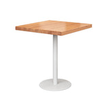 Metal Industrial Square Table Pine Solid Wood Top Table with Pedestal Base