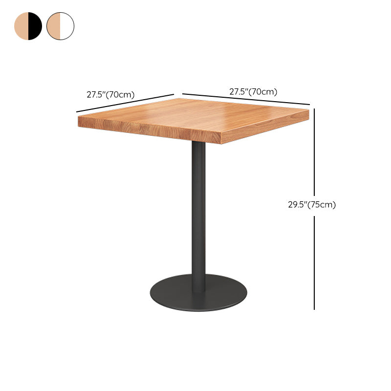 Metal Industrial Square Table Pine Solid Wood Top Table with Pedestal Base