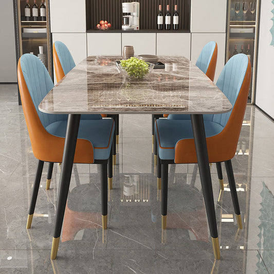 Industrial Sintered Stone Dining Table for Restaurant Rectangle Grey Table with 4 Legs 47.2"L x 23.6"W x 29.5"H Without Chairs