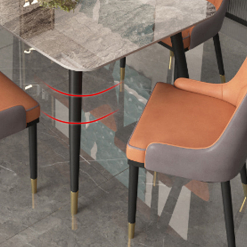 Mesa de comedor de piedra sinterizada industrial para mesa gris rectangular de restaurante con 4 patas