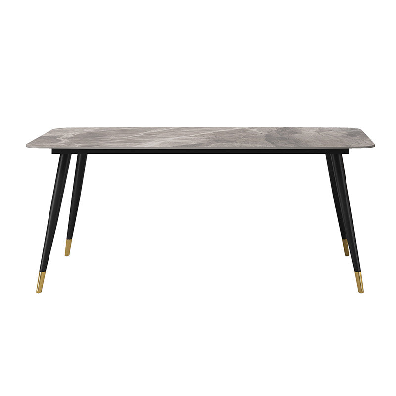 Mesa de comedor de piedra sinterizada industrial para mesa gris rectangular de restaurante con 4 patas