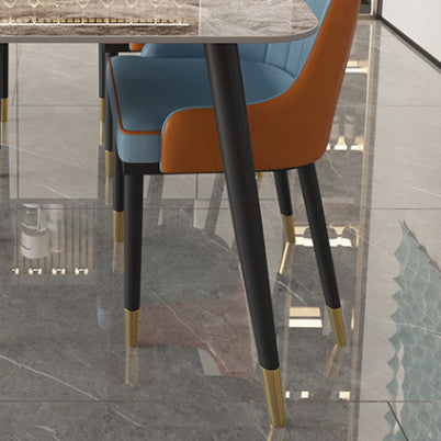 Mesa de comedor de piedra sinterizada industrial para mesa gris rectangular de restaurante con 4 patas