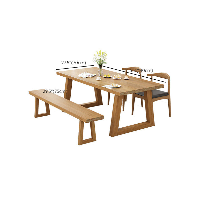 Pine Wood Dining Room Table Rectangle top Table with Sled Base