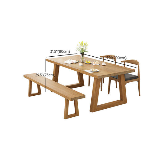 Mesa de comedor de madera de pino mesa rectángulo superior con base de trineo