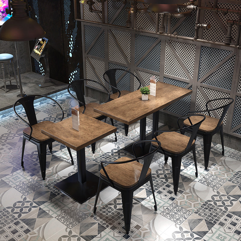 Mesa de comedor de pedestal industrial de metal mesa de madera para cocina y comedor