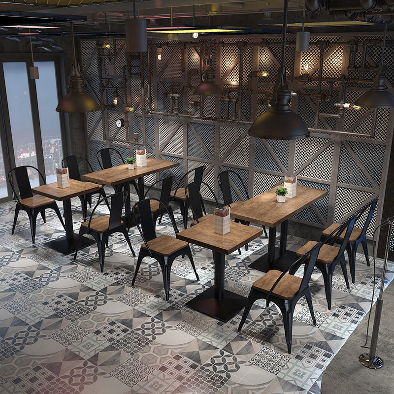 Mesa de comedor de pedestal industrial de metal mesa de madera para cocina y comedor