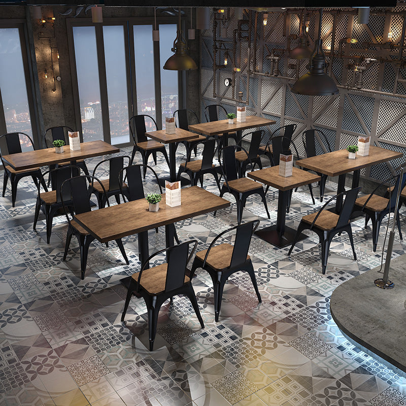 Mesa de comedor de pedestal industrial de metal mesa de madera para cocina y comedor