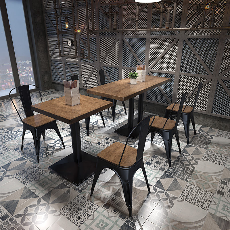 Mesa de comedor de pedestal industrial de metal mesa de madera para cocina y comedor
