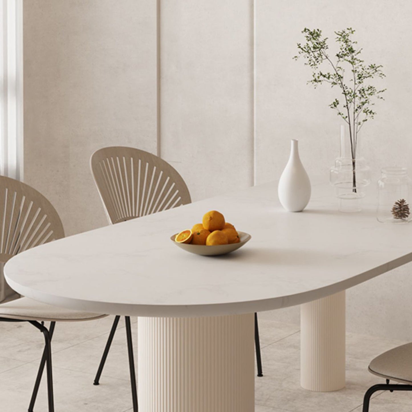 Mesa de forma libre para restaurante Mesa de comedor blanca de lujo con 3 patas
