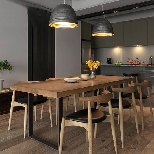 Solid Wood Top Dining Table Rectangle Wood Table with Sled Base Without Chairs