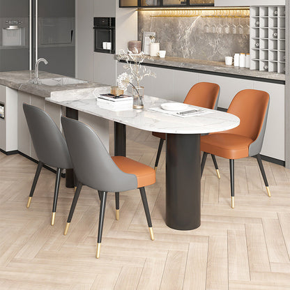 Mesa blanca de piedra sinterizada de forma libre para mesa de lujo de restaurante con 3 patas negras