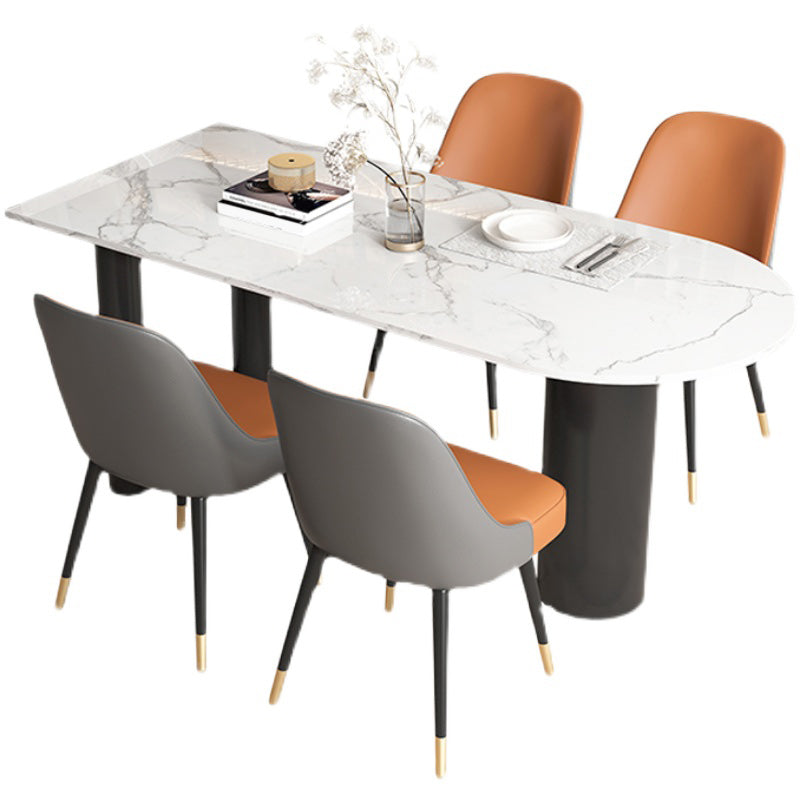 Mesa blanca de piedra sinterizada de forma libre para mesa de lujo de restaurante con 3 patas negras