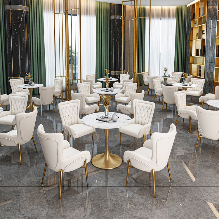 Metal Traditional Luxury Round Table Sintered Stone Table with Tulip Base for Home Clearhalo 'Dining Tables & Seating' 'Dining Tables' 'dining_table' 'furn' 'furn_dining_table' 'Furniture' 'Kitchen & Dining Furniture' 6137619