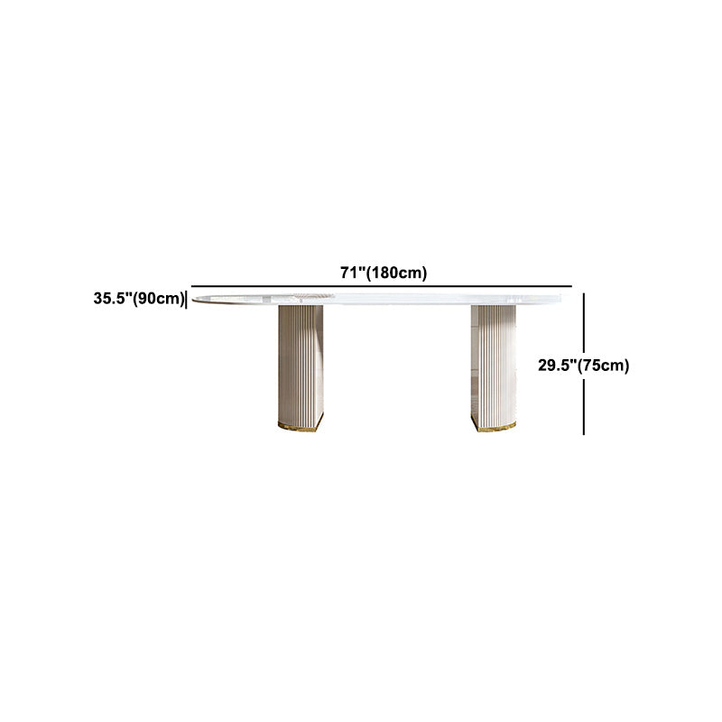 Table à manger en pierre moderne table ovale avec base de traîneau en blanc