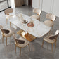 Mesa de comedor de piedra rectangular mesa de lujo tradicional con base de pedestal