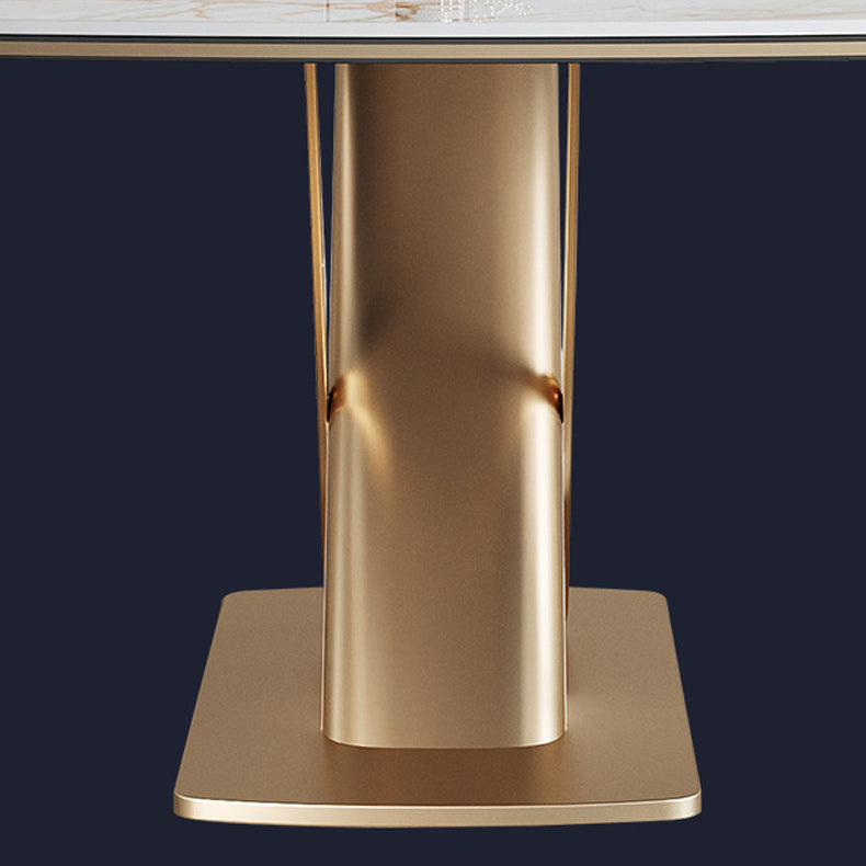 Mesa de comedor de piedra rectangular mesa de lujo tradicional con base de pedestal